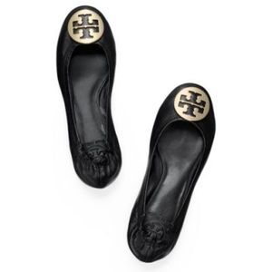 Tory Burch Reva black ballet flats, silver logo 8